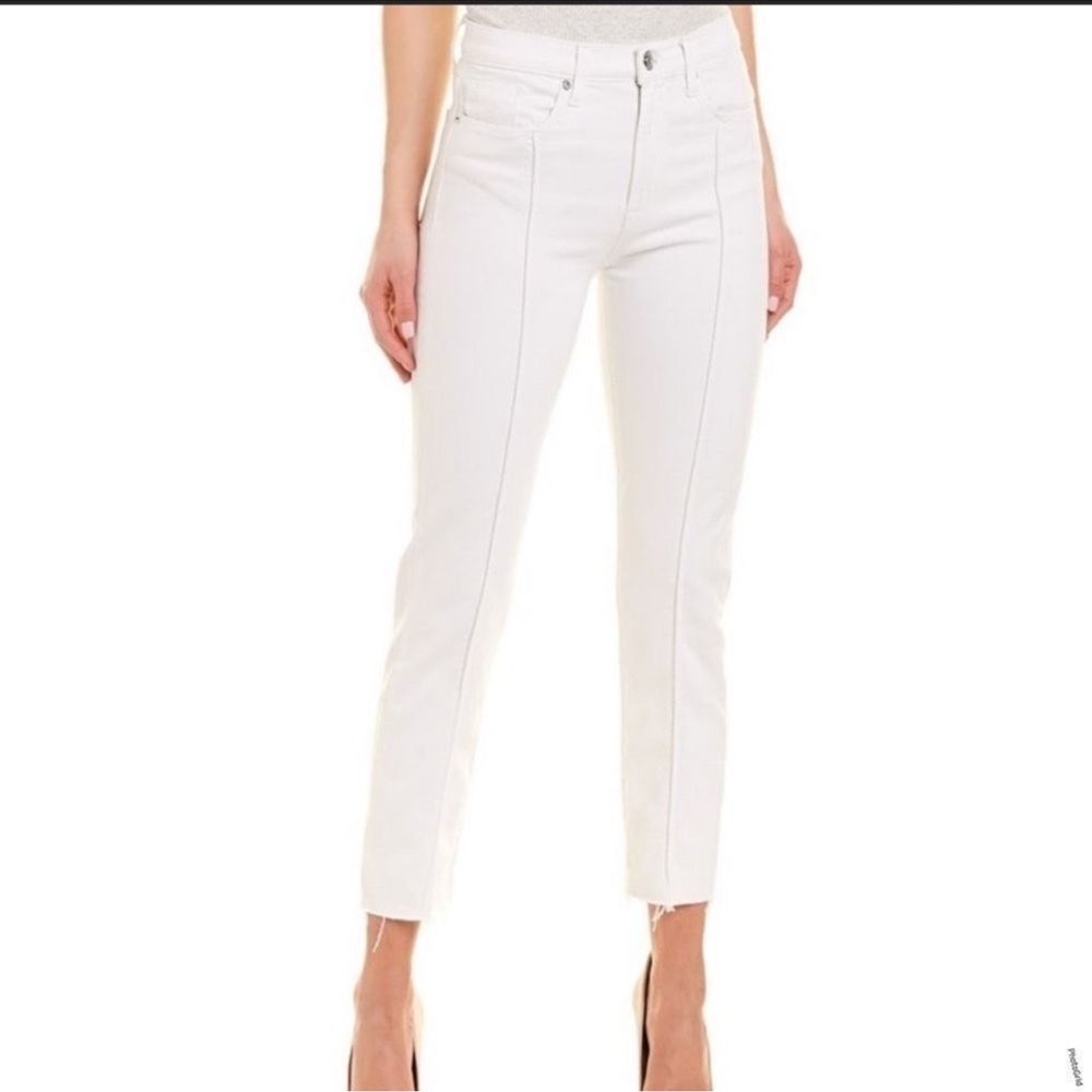 Hudson Jeans Zoeey Pintuck Straight Leg cropped white